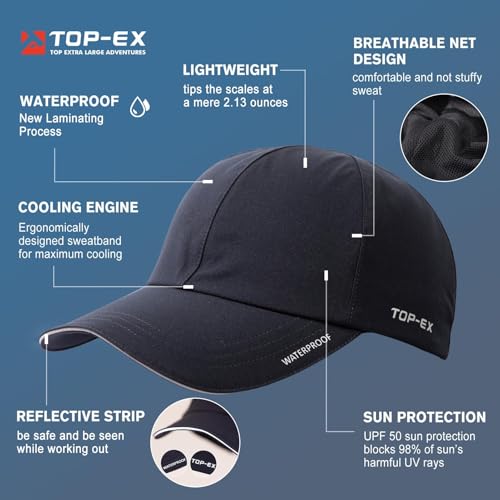 TOP-EX XL/XXL Unisex Waterproof All Weather Cap, Sun Rain Protection Baseball Cap for Running & Golf & Walking - Packable & Lightweight, 56-66CM - Image 5