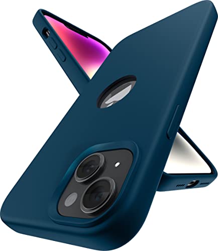 Image of Vaku Luxos Liquid Silicon Logo-Cut for iPhone 14 Plus Cover Case, Soft TPU, Shockproof, Scratch Resistant, 6 Feet Drop Protection, Compatible with iPhone 14 Plus Back Cover - Navy Blue