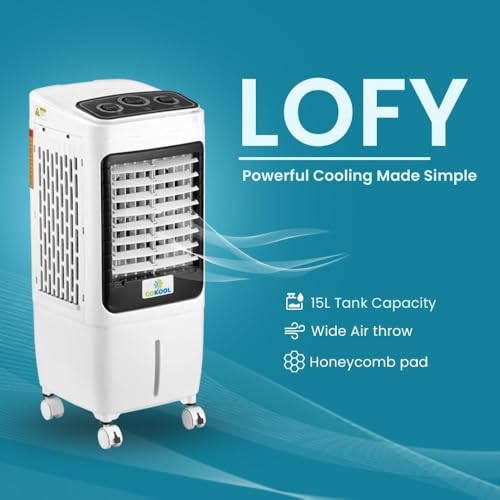 Image of LOFY 15L Desert Personal Tower Air Cooler for Home & Room - 1 Year Warranty | Portable Cooler with Powerful Air Throw 20 Ft | Energy Efficient, Auto Cut-Off | Ideal for Bedroom Office