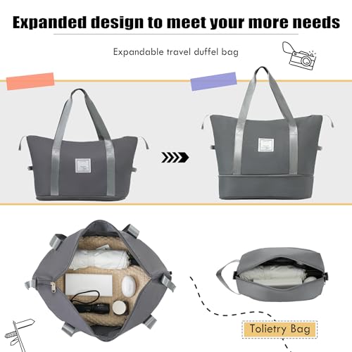Expandable Softside Luggage Set with Duffel Bag, 3 Pieces, Lightweight Spinner Design, Grey3