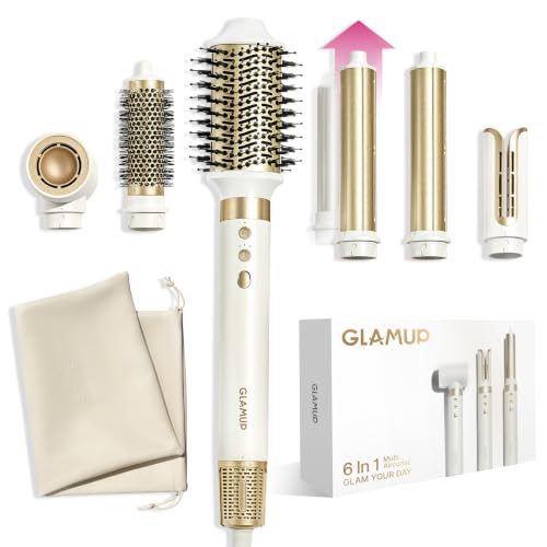 Image of GLAMUP 6-in-1 Extra Long Wrap AirCurler, Hot Air Styler, Fast Drying | 110k RPM High-Speed Motor & Negative Ions, Frizz-Free, No Heat Damage, Volumizer & Straightener for All Types, Travel Pouch