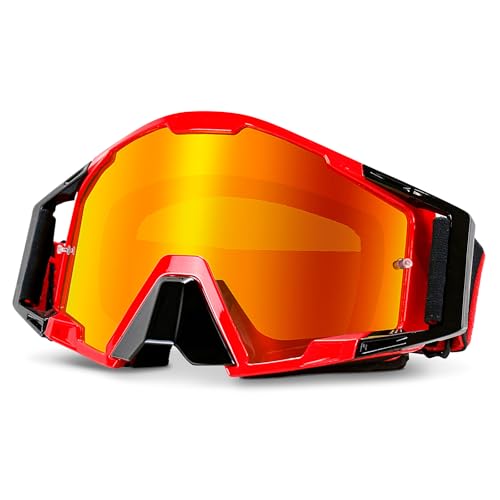 NENKI Gafas de motocross, gafas de motocicleta con cubierta extraíble, para MTB, para hombres y mujeres, para motocross MX ATV todoterreno (rojo)