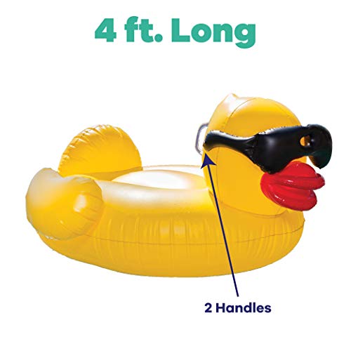 GAME Large Derby Duck, Inflatable Pool Float, Balloon Animal Pool Float, Durable Vinyl, Quick-Fill Valves, 175-Pound Capacity, 2 Handles, 48” L x 44” W x 27” T