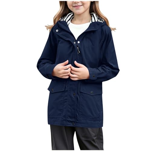 Chaqueta resistente al viento para niñas, capa de felpa, manga larga, lisa, con cremallera completa, con capucha, para niñas, térmica, ligera, cortavientos, cómoda, para niños, atletismo, senderismo