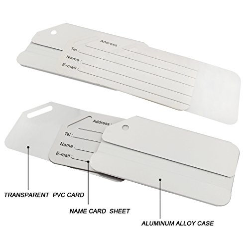 Aluminum Luggage Tags, Luggage Tag Holders for Travel Luggage Baggage Identifier by Ovener (2Pack Silver)2