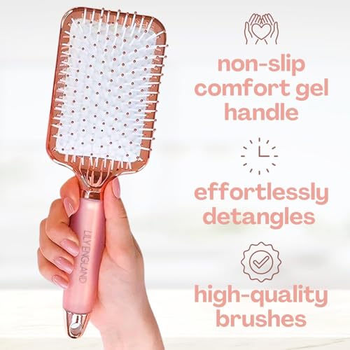 Luxury Hair Brush Gift Set for Women & Girls - Lily England 3-Piece Professional Styling Collection - Premium Ladies Gift Set | Elegant Gifts for Women for All Hair Types - Rose Gold