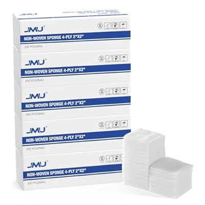 JMU 1000 Gauze Pads 2x2, Sponge Non-Woven 4-Ply Non-Sterile Dental Pads All Purpose Gauze