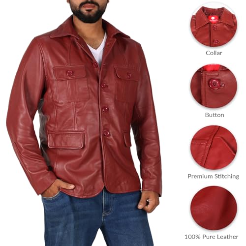 Laverapelle Men's Genuine Lambskin Leather Coat (Black, Officer Coat) - 24020023