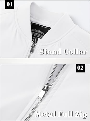 Tacvasen TCTJ-201-9938-WHITE-2XL Men Varsity Jacket Men Jackets Cool Bomber Jacket Men Jackets Light Windbreaker Jackets Casual Summer Slim Fit Jackets Pilot Jacket thumb #4