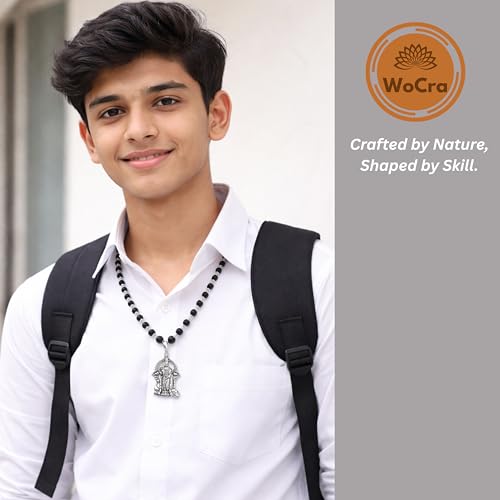Image of Karungali Malai 8mm Certified with Divine Lord Murugan Pendant Silver Plated Original | 54 Beads Authentic Black Ebony Wood Mala with German Silver Cap for Men & Women | Spiritual Protection, Energy Balance & Daily Pooja Wear - 1 Piece