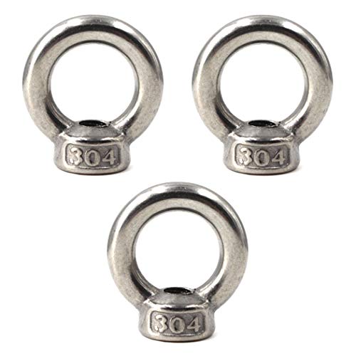 Image of M12 Lifting Eye Nut 304 Stainless Steel Ring Eye Bolts Threaded Nuts Pack of 3