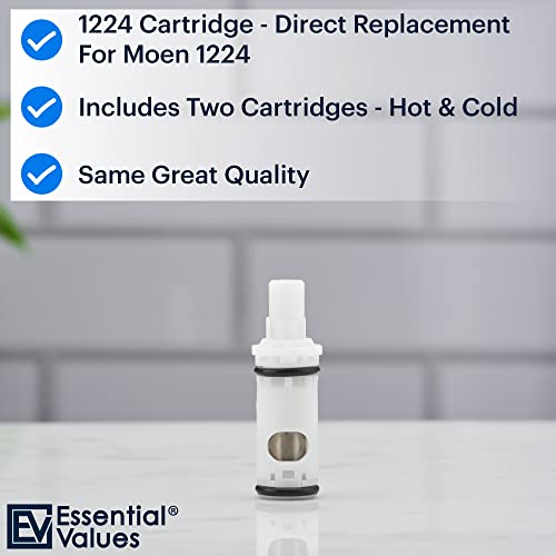 1224 Replacement Cartridge – Aftermarket Replacement Compatible With 2 Handle Faucets & Moen Tub Shower | Durable Brass 1224B And Plastic - 2 Pack #TOP1
