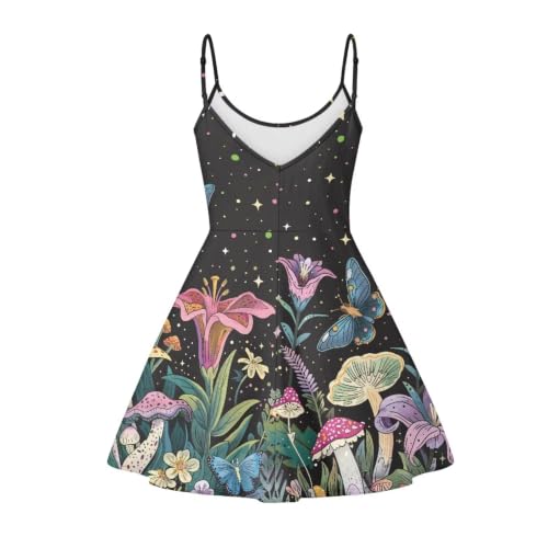 Image of Women's Spaghetti Strap Dress Summer Casual Swing Sundress Girls Beachwear Swing Mini Dress