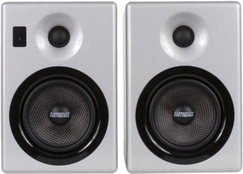 Earthquake Sound IQ52S iPod Docking Speaker System (Silver Piano Gloss, Pair)