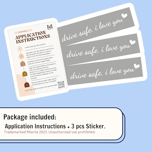 Image of Miarita 3X Drive Safe, I Love You Rearview Mirror Decal, Car Window Decals, Car Stickers for Women, Car Decals for Women, Car Stickers and Decals (Drive Safe, I Love You White)