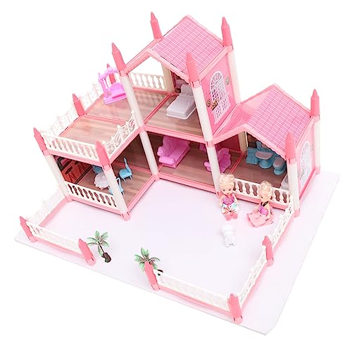 Milisten 1 Juego Juguetes De La Princesa del Castillo Kits De Construcción En Miniatura Kit De Casa En Miniatura Rompecabezas De Casa De Muñecas Dia DIY DIY Villa De Muñeca Rosa El Plastico