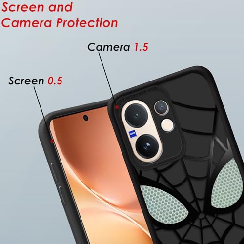 Image of Stylish Spider Back Case Cover Compatible for Vivo V60 5G / V60e 5G / Vivo T4 Pro 5G | Spidey Face Mask Case | Soft Silicone | Camera & Full Body Protection | Shock Proof | (Black)