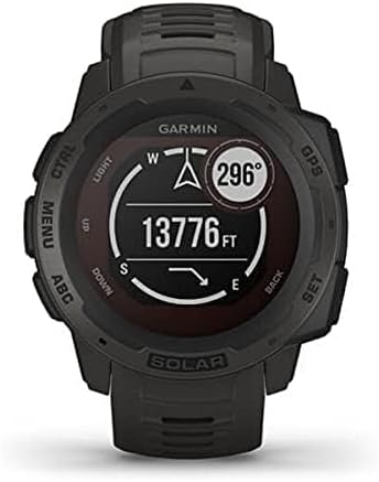 Garmin Instinct Solar, Solar-Powered Rugged Outdoor Smartwatch, Built-in Sports Apps and Health Monitoring, Graphite (Renewed)