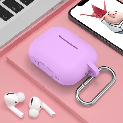 Image of for AirPods Pro 2nd 1st Generation Case Cover with Keychain, Protective Soft Silicone Skin Accessories for Apple AirPods Pro Charging Case 2022 /2019, Front LED Visible, Light Purple