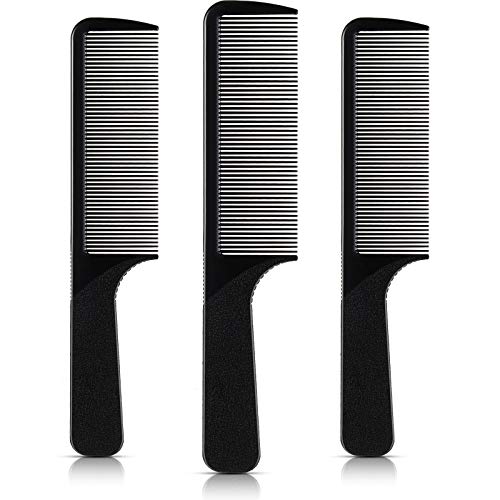 3 Pieces Black Carbon Flat Top Clipper Combs, Hair Cutting Combs Barber Combs, Anti-Static Heat Resistant Barber Comb for Clipper-cuts and Flattops