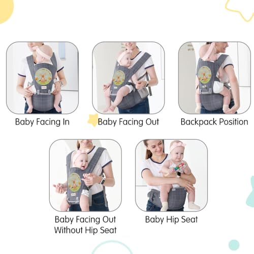Image of 1st Step 5 in 1 Hip Seat Baby Carrier with 5 Carry Positions, Detachable Hip seat, Padded Waist Belt for 4 to 36 Months Baby, Adjustable New-Born to Toddler Carrier, Max Weight Up to 16 Kgs (Grey 2)