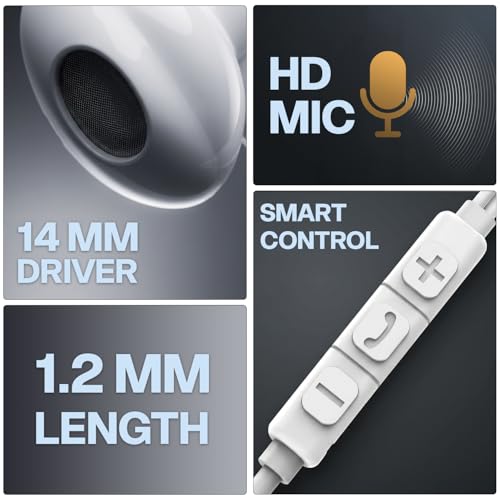 Image of Amkette Trubeats M11 Type C Earphones with Mic, 14mm Dynamic Drivers, 3 Button Control, AI Assistants, Ergonomic Earbuds Compatible with Smartphones, Tabs & Laptops, Type C Headphones,1.2m Cable White