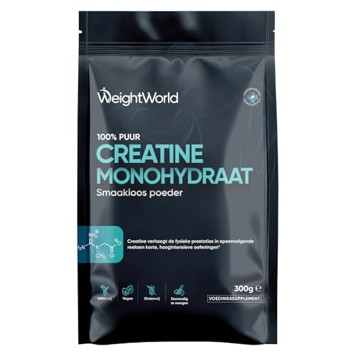Creatine Monohydraat poeder - 300 gram - 100% puur Creatine Monohydrate poeder - 100 porties voor 3+ maanden voorraad - Met scoop - Veganistisch en microfijn poeder - Van WeightWorld