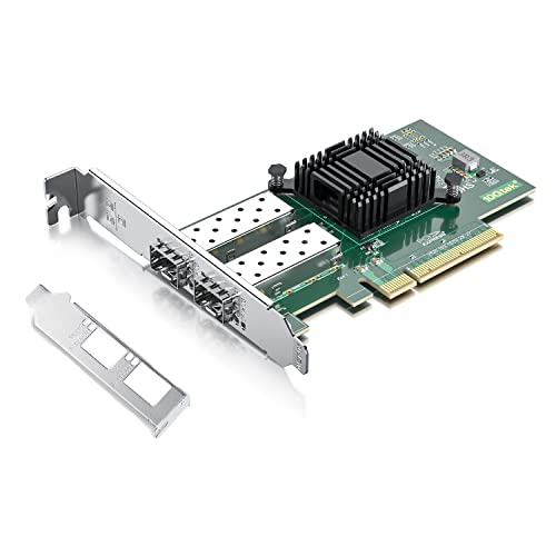 Tarjeta de Red 10Gb SFP+ PCI-E con 2 Módulos 10G MultiMode SFP+ LC y Cable de Fibra OM3 LC a LC de 3m, Doble Puerto SFP+, PCIe X8, Soporta Windows Server, Linux y VMware miniatura 2