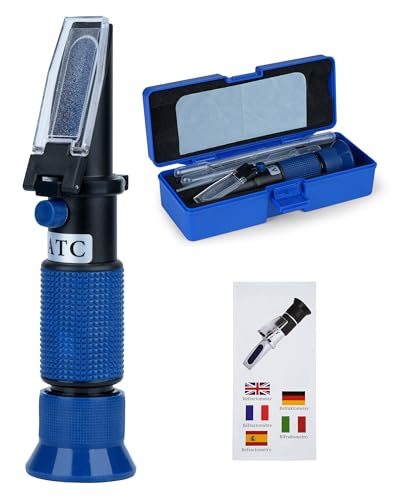 LUNEKUCK 4-in-1 Frostschutz Refraktometer Frostschutzprüfer kühlmittel Tester für Ethylenglykol(G11 G12) Propylenglykol(G13) Gefrierpunkt von Kühlwasser Scheibenwasser AdBlue Batteriesäure