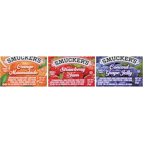 Smucker's Grape Jelly, Strawberry & Orange Marmalade, 200 Count