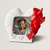 Generic Angel Devil Photo Picture Frame Gag Gift for Wedding Engagement Anniversary Bridal Shower Naughty Child Pet Boss Teacher Coworker 5 ½ X 5 ½”, White