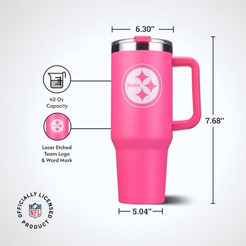 Image of The Memory Company Officially Licensed NFL - Pittsburgh Steelers 40oz Pink Game Day Tumbler with Team Logo