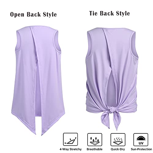 Image of Zaclotre Girls Athletic Tank Tops Open Tie Back Sleeveless Workout Shirts