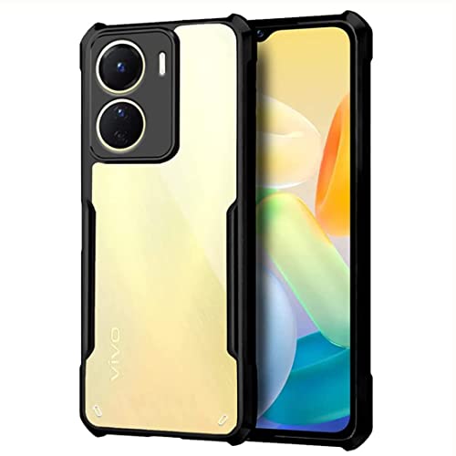 Image of Bintage Back Cover Clear E agle Smoke Case Compatible Model for Vivo V2312 / T2X 5G | Raised Edges I paky |Imported Flexible TPU Bumper Scratch & Camera Protection - Black