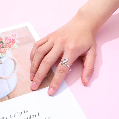 Image of YUXIANLB 2PCS Crochet Rings Cute Cats Yarn Guide Rings Adjustable Size Knitting Tension Regulator Metal Open Finger Hook for Knitting Accessories