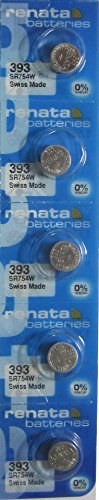 Strip of 5 Genuine Fresh Renata 393 SR754W Swiss Made Silver 1.55v Batteries