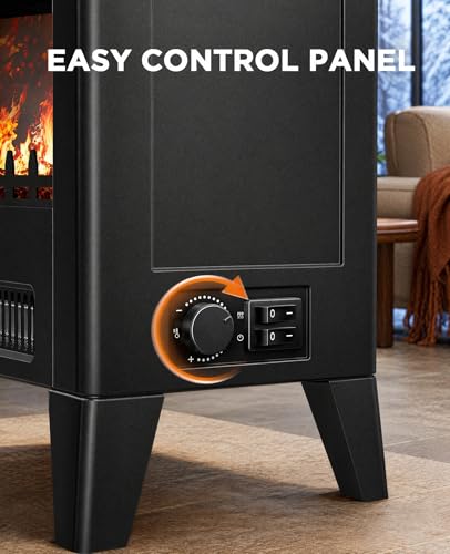 Image of Silonn 18 inch Electric Fireplace Heater - Fast Heating, Quiet Operation, Adjustable Temperature, CSA Certified, Overheat Protection, Portable Electric Fire Place for Living Room & Bedroom, Black