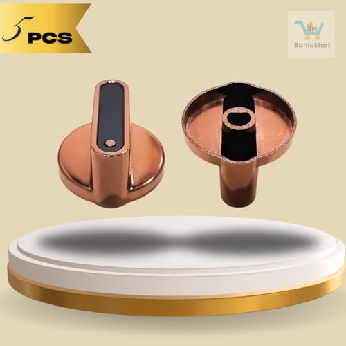 Image of Gas Stove Knobs Set, Manual Ignition Buttons, Compatible with All Gas Chulhas (5, Metal Golden)