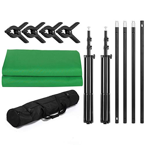 Selens Soporte Telón de Fondo Verde Croma Kit 2x3M, Soporte Sistema Fotografía + 6.6x10ft Fondo Muselina Pantalla con Clips para Estudio Fotográfico Retrato Vídeo Juego Green Screen Backdrop Stand - imagen 7