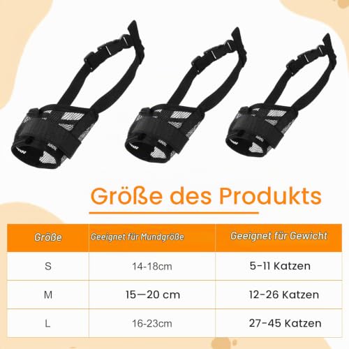 ElevateTech 3 Stück Maulkorb Für Hunde Verstellbare Schlaufe Weicher Netzmaulkorb Für Kleine Mittelgroße Und Große Hunde Verstellbarer Riemen Atmungsaktiver Mundschutz Schützt Vor Beißen Bellen Kauen