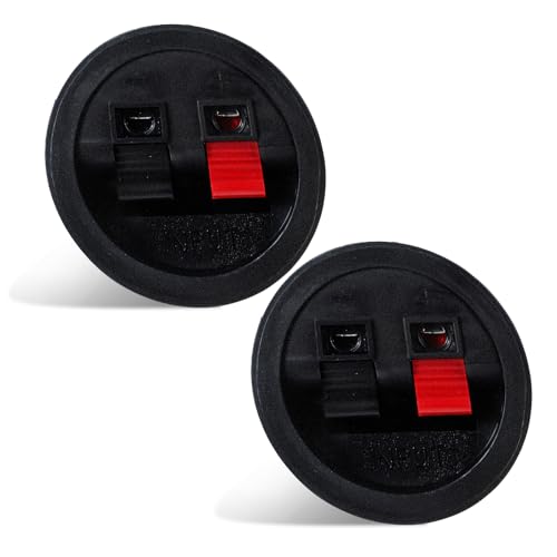 2 PCS Speaker Terminals, Sub Box Terminals Speaker Box Terminal Cup Subwoofer Box Speaker Terminal Plates Round Spring Subwoofer Box Terminal Binding Post Connector for DIY Home Car Speaker Sub-Woofer