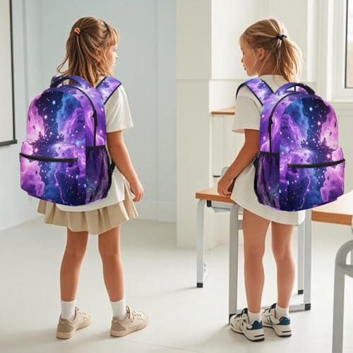 Kids Backpack With Lunch Box, Lightweight School 3 Set, Boys Girls Starry Sky Schoolbag, Children Teens Elementary Middle School Christmas3