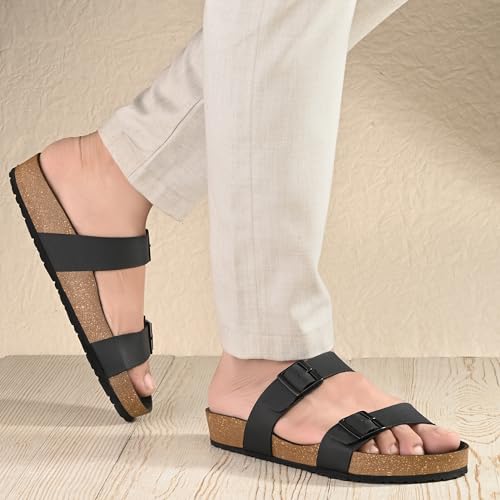 Image of Centrino Men's Berkin-Style Slip-On Sandals | Open Toe Design | Soft PU Footbed | Lightweight & Comfortable | Arch Support | On-Grip Sole | Casual Outdoor Wear (6863)