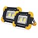 LED Portable Work Lights, XQOOL Super Bright Rechargeable COB Flood Lights Waterproof Work Light with Stand Built-in Power Bank Job Site Light Indoor Outdoor Multi-Purpose Lights (L812Y-2PACK)
