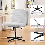 VECELO Armless Criss Cross Chair Legged No Wheels, Swivel Height Adjustable Fabric Wide Seat for Make Up/Bedroom/Small Space - Image 5
