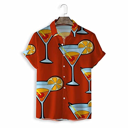 Chemise hawaïenne pour hommes imprimé citron rouge mode plage à manches courtes