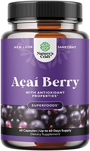 Acai Berry Antioxidant Support Weight Loss Supplement for Women and Men – Vitamins Minerals Antioxidant Formula Supports Immune System and Boost Energy Cognitive Health 60 Capsules – 60 Servings
