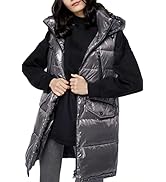 Orolay Womens' Long Puffer Vest Down Vest with Stand Collar Thick Hooded Sleeveless Winter Coats