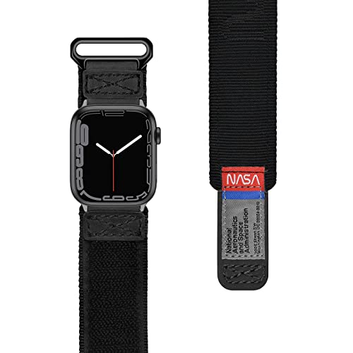 MODERN IDEAS FROM ABROAD NASA Approved XL bands compatible with Apple Watch 49mm/46mm/45mm/44mm, Nylon Elastic Loop sports strap for iWatch Series Ultra 3/2/1/11/10/9/8/7/6/5/4/SE/SE2/SE3, Black by MODERN IDEAS FROM ABROAD - Used condition - Image 5