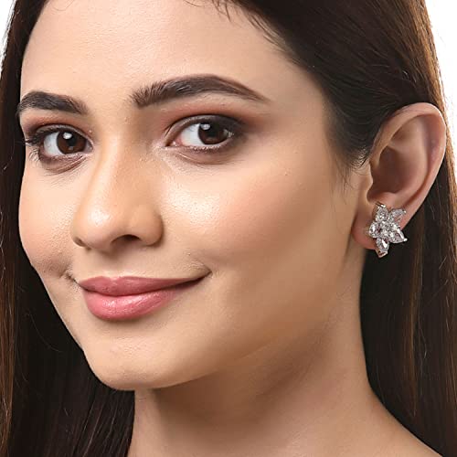 Image of Zeneme Earring Handmade Rhodium Plated Lightweight Pink Star Shaped Studs Earrings Jewellery For Girl And Women
